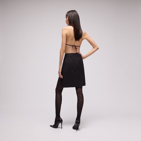 Mini-jupe fendue en laine stretch