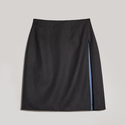 Mini-jupe fendue en laine stretch