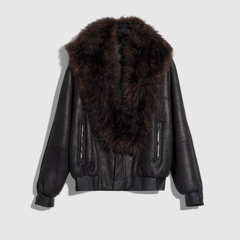 Soft shearling bomber jacket