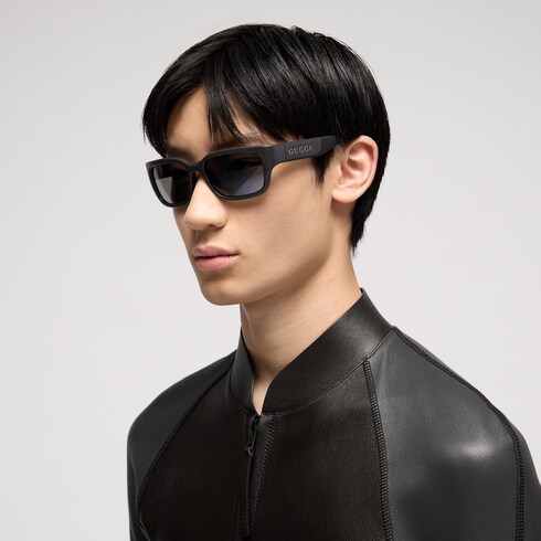 Low nose bridge fit rectangular sunglasses