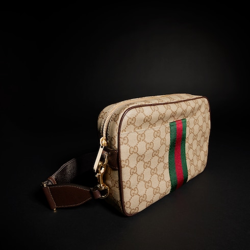 Bolsa con correa cruzada pequeña con tribanda Web