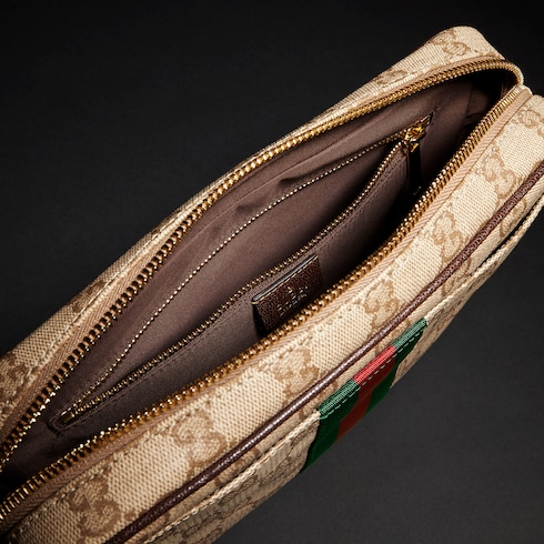 Bolsa con correa cruzada pequeña con tribanda Web