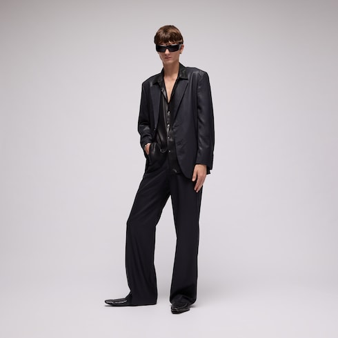 Pinstripe chintzed wool blend pants