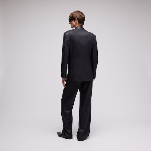 Pinstripe chintzed wool blend pants