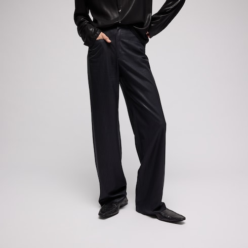 Pinstripe chintzed wool blend pants