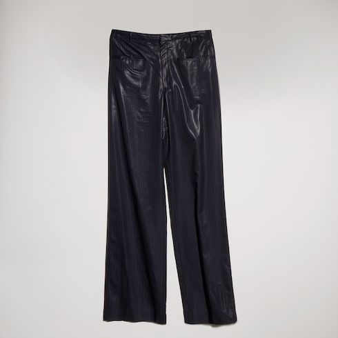 Pinstripe chintzed wool blend pants