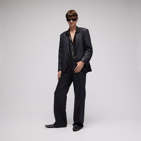 Pinstripe chintzed wool blend jacket