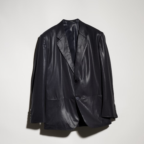 Pinstripe chintzed wool blend jacket