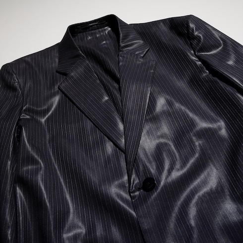 Pinstripe chintzed wool blend jacket