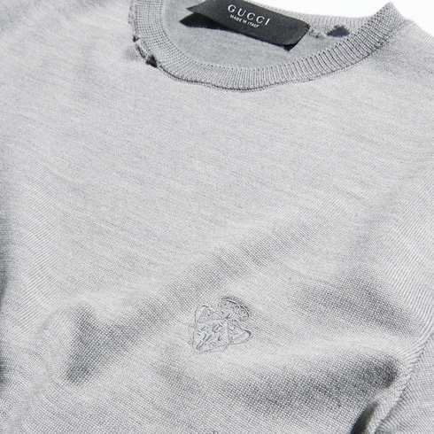 T-shirt court en mélange de soie et de laine tricotée