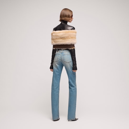 Petite fit denim pants with soft coating
