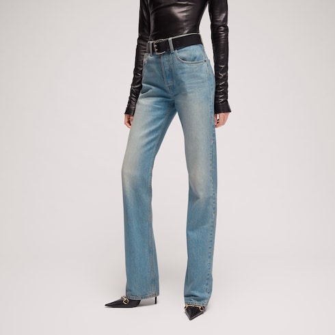 Petite fit denim pants with soft coating