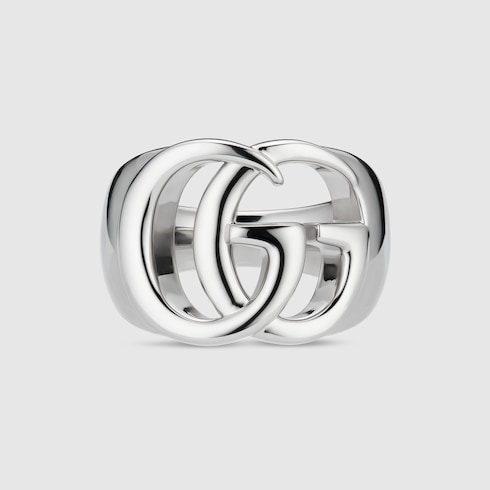 GG Marmont cut-out wide ring in palladium-toned brass | GUCCI® GR