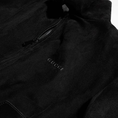 Soft light suede bomber jacket