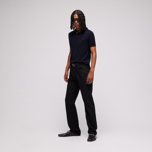 Polo in maglia di cashmere con ricamo