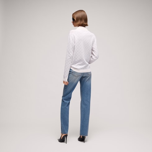Pull en maille fine de viscose jacquard GG