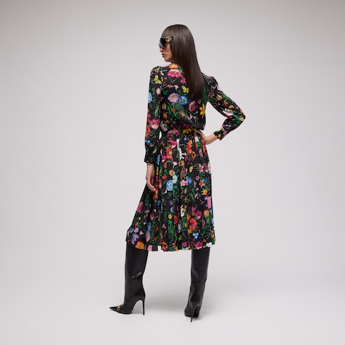 Robe imprimée en crêpe de Chine en soie
