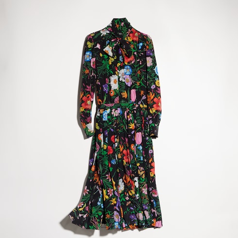 Printed silk crêpe de chine dress