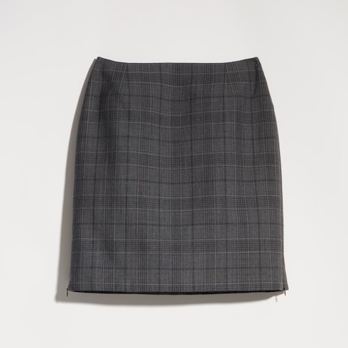 Checked fine wool mini skirt