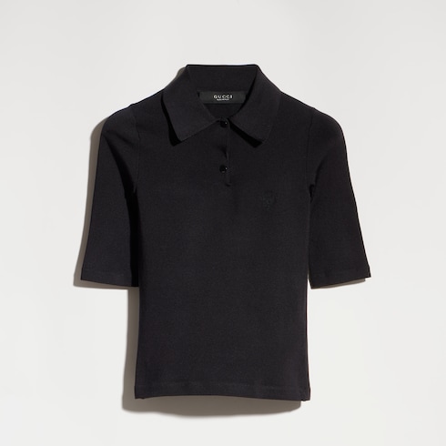 Polo en maille Stretch en soie avec broderie