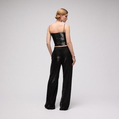 Jersey top with iridescent effect