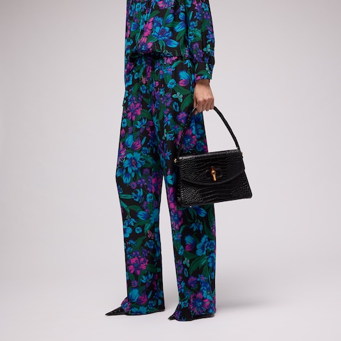 Freizeithose aus Seide mit Print
