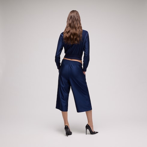 Veste zippée en jersey de soie brillant avec broderie