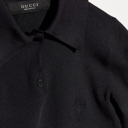 Polo en maille Stretch en soie avec broderie