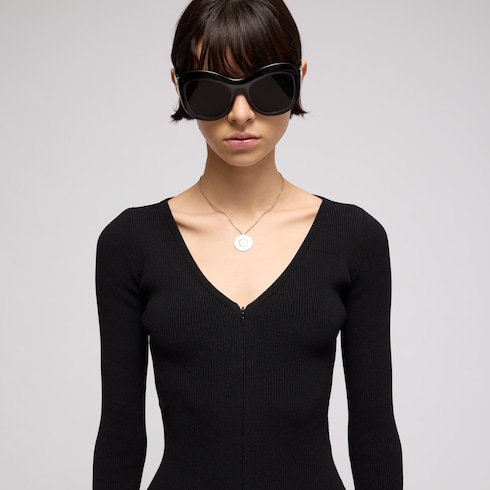 Rib viscose top zip cardigan