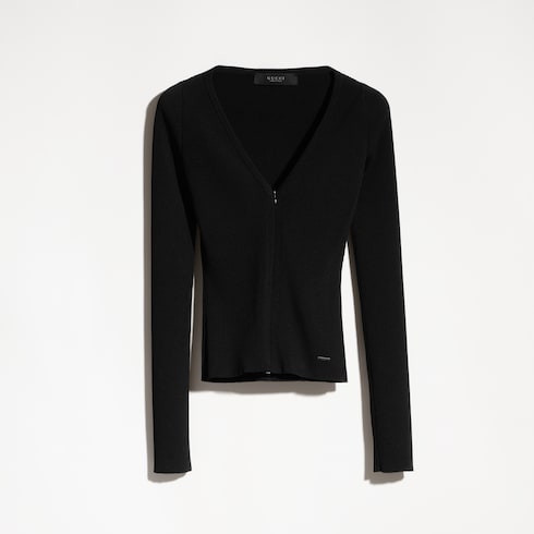 Rib viscose top zip cardigan
