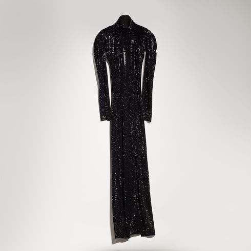 Robe en jersey de nylon stretch avec cristaux