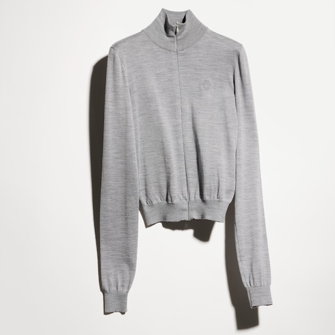 Jacke aus Seide und Wolle mit Reißverschluss und Stickerei