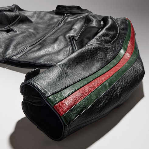 Leather biker jacket with Web