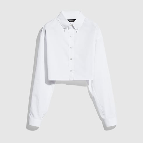 Cropped cotton poplin shirt