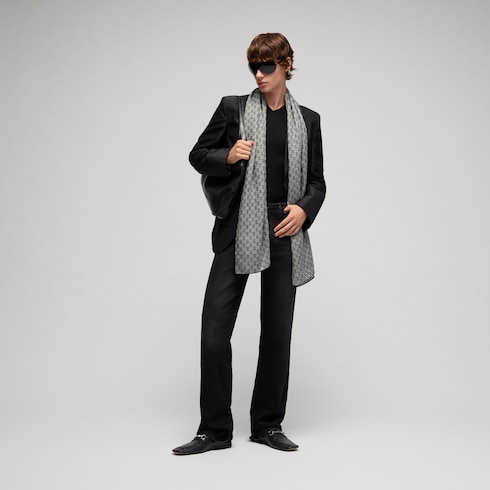 Estola de lana y seda jacquard con GG