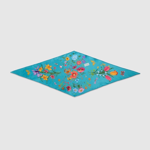 Printed silk twill diamond scarf in multicolor | GUCCI® TR