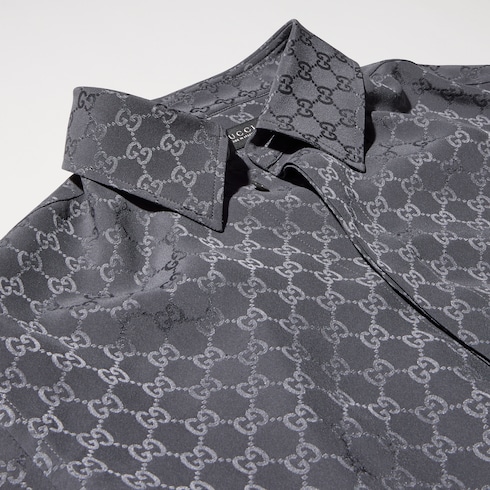 Camicia in seta jacquard GG