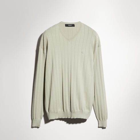 Jersey de punto de algodón y seda acanalado