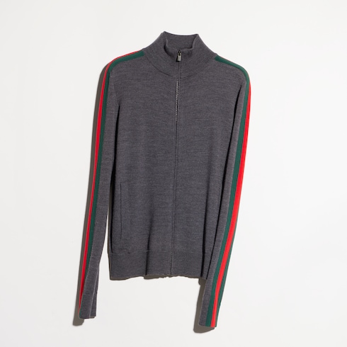 Jacke aus feine Wolle mit Reißverschluss und Web