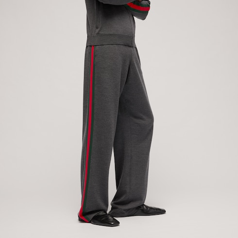 Pantalon de loisirs en laine fine avec bande Web