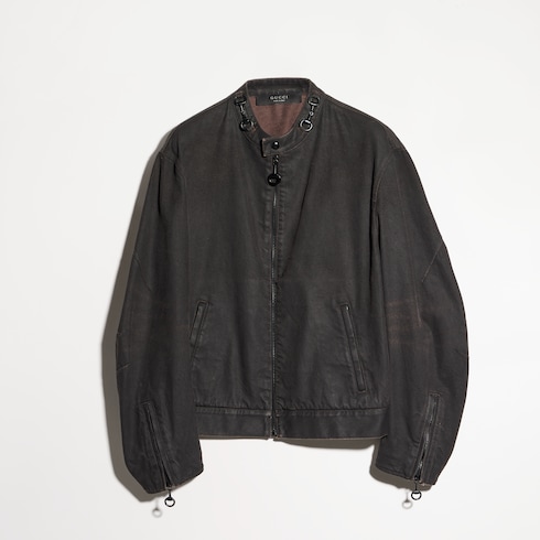 Jacke aus Baumwoll-Viskose-Denim mit Horsebit