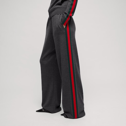 Pantalone leisure in lana fine con nastro Web