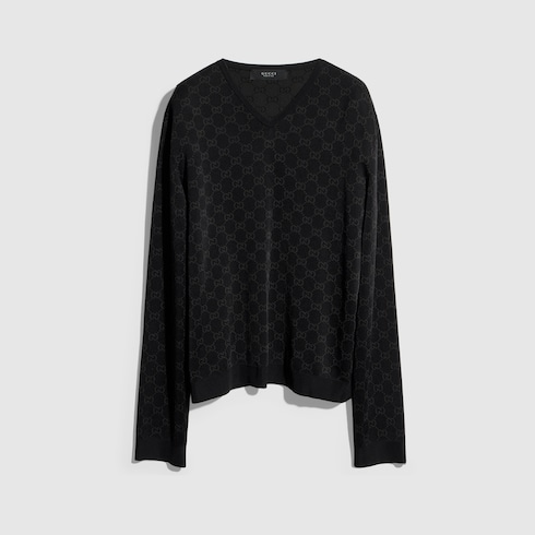 Fine knit viscose GG jacquard sweater