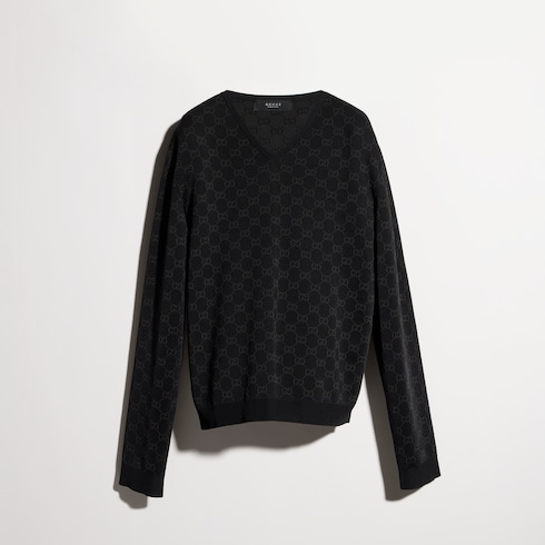 Fine knit viscose GG jacquard sweater