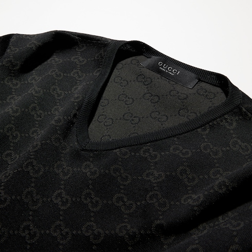 Fine knit viscose GG jacquard sweater
