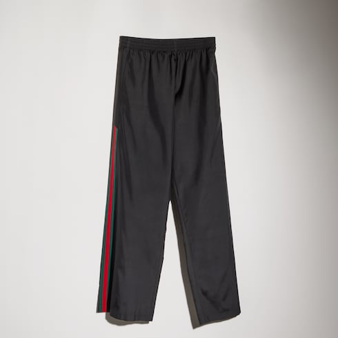 Silk poplin leisure pants with Web