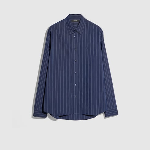 Pinstripe cotton shirt with embroidery