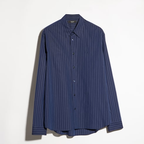 Camicia in cotone gessato con ricamo