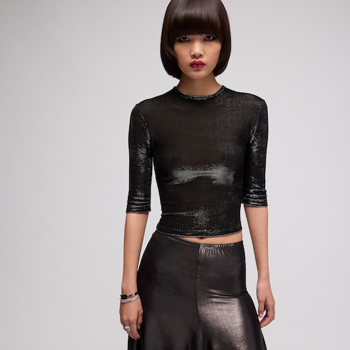 Top in jersey con effetto iridescente