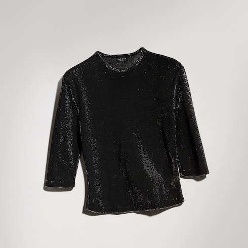 Top in jersey con effetto iridescente